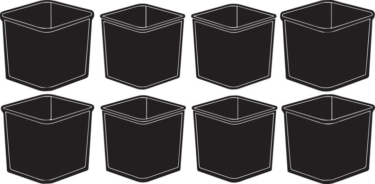 Black wireframe mesh cubes isolated on white 3d vector illustration Vector