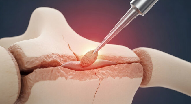 Medical illustration of laser spinal surgery for herniated disc