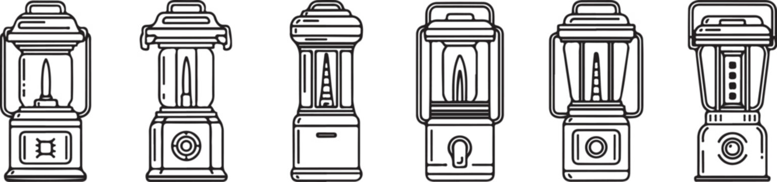 Six vintage mailbox illustration icons set vector Vector