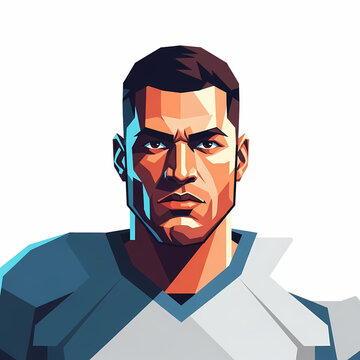 Low poly geometric portrait of a determined sportsman