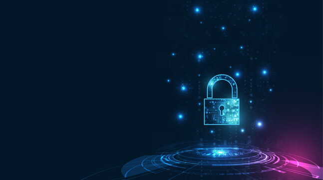 Digital padlock icon representing secure data protection in cyber space