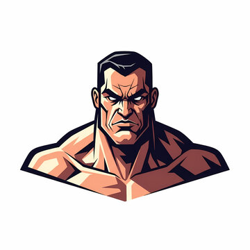 Strong athletic man superhero character portrait