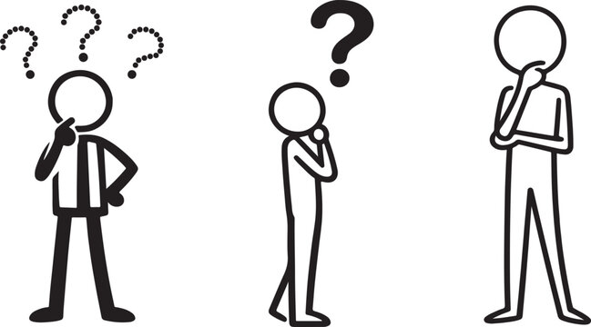 Creative thinking character artwork for confusion and problem solving themed projects