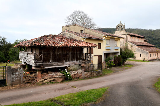 Traditional agricultural building called Horreo in Asturias, Spain