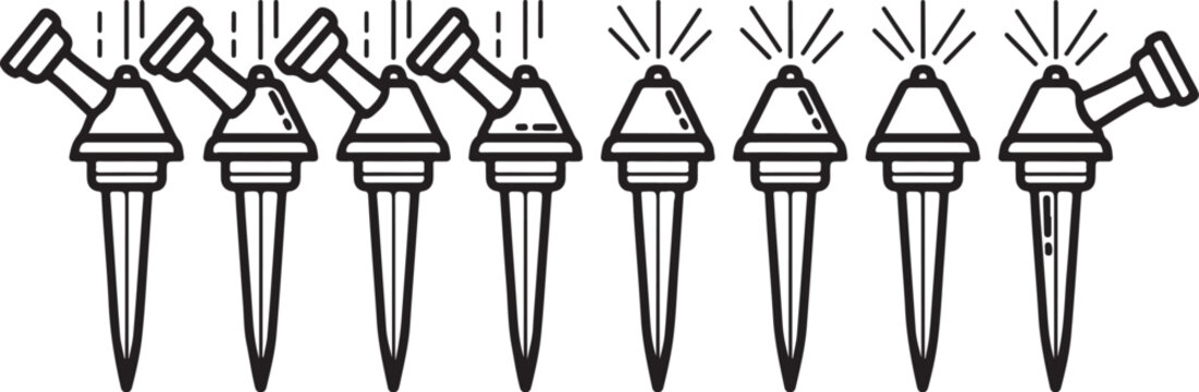 Pattern of black candlestick vector icons on transparent background Vector