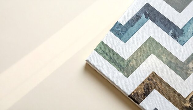 Zigzag canvas sample on light cream background for textile design, fabric pattern and material swatch concept