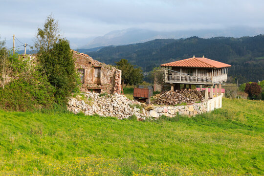 Traditional agricultural building called Horreo in Asturias, Spain