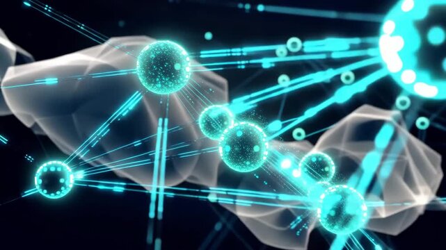 Abstract blue glowing particle wave futuristic space energy design wallpaper with neon fractal motion light and star pattern blue technology 