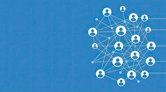 International friendship day concept network of people icons connected by lines on blue background