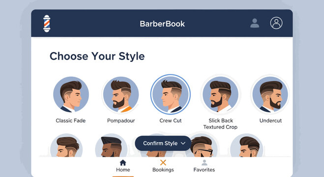 Man choosing hairstyle on computer screen.