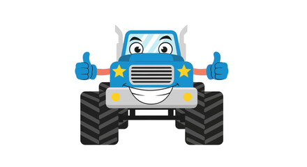 Happy Blue Monster Truck with Thumbs Up, Cartoon Character © ghina