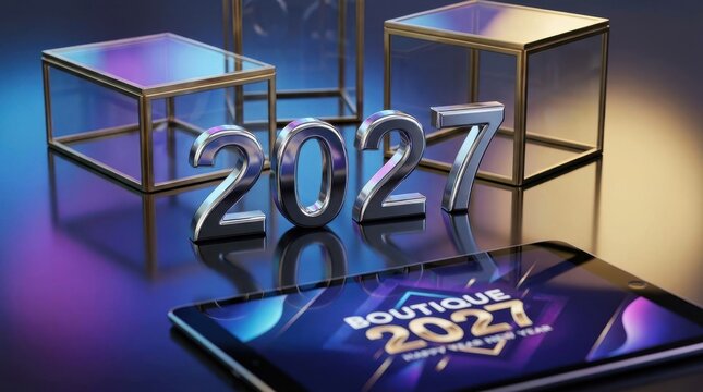 Modern new year 2027 festive background featuring a vibrant high-contrast wash and a high-end commercial studio finish for