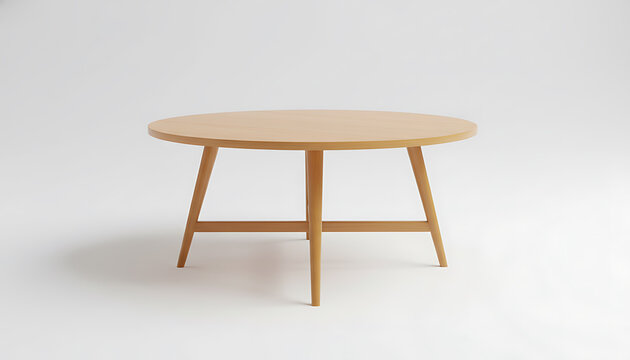 Light wood round dining table with angled legs round table