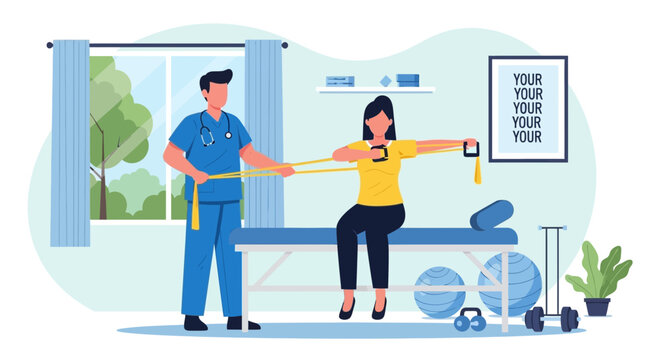 Physical Therapist Measuring Patient Arm.