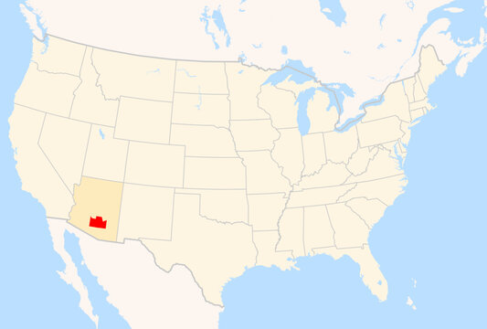 Locator Map of the County Pinal (Arizona, US) showing the Contiguous United States with the highlighted County