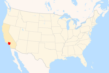 Fototapeta premium Locator Map of the County Los Angeles (California, US) showing the Contiguous United States with the highlighted County