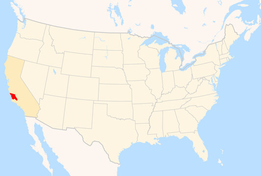 Locator Map of the County San Luis Obispo (California, US) showing the Contiguous United States with the highlighted County