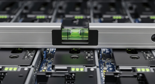 Artificial intelligence governance concept with level tool server hardware for precise data management and control technology