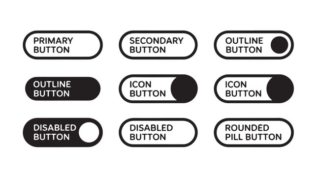 UI Buttons Vector Set for Web and Mobile App Interface Design Elements