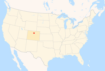 Locator Map of the County Boulder (Colorado, US) showing the Contiguous United States with the highlighted County © TipTopMap