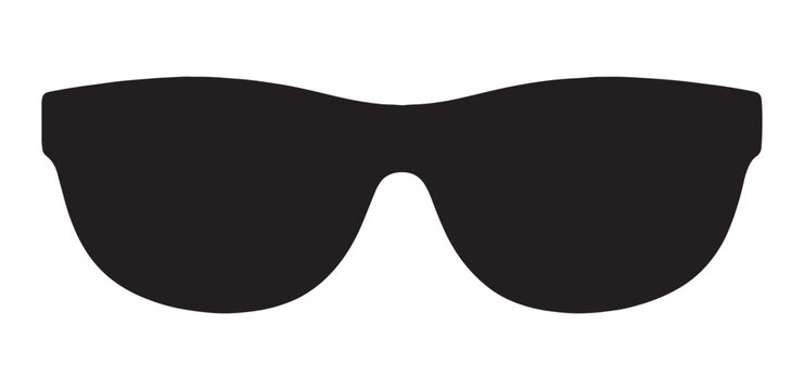 Simple black sunglasses frame silhouette icon representing summer fashion accessories and eye protection style