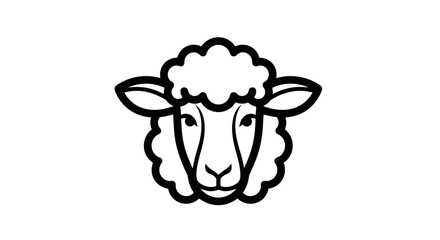 Minimalist sheep head vector icon, black and white lamb face line art, modern farm animal logo symbol for organic wool and dairy branding © FATEMA