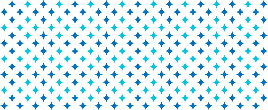 Retro blue starburst geometric pattern and modern seamless sparkle grid vector background