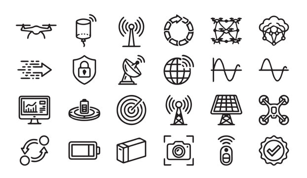 Wireless technology internet of things and smart systems icons set with wireless