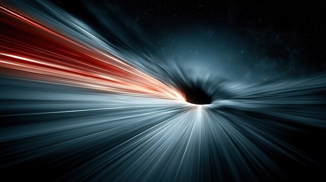 Faster-Than-Light Travel Through Cosmic Wormhole, Dynamic Streaking Light Trails in Deep Space, Futuristic Interstellar Vortex Sci-Fi Background with Motion Blur Effect