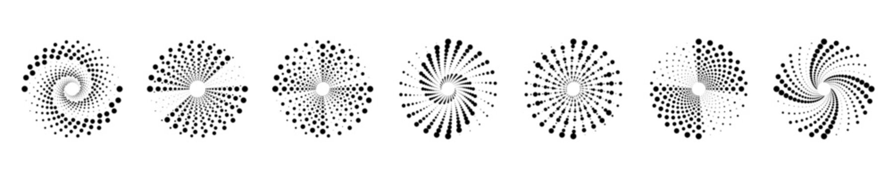 Modern abstract halftone circle background with dotted geometric frame and vector design elements for branding and UI kits. PNG modern circle icon set.