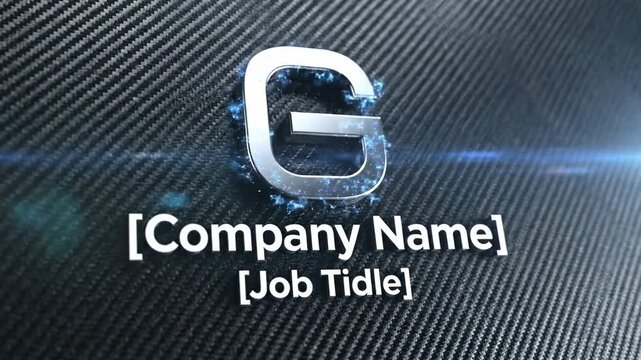 Metallic company initial logo emblem with glowing blue energy particles and atmospheric lens flare effects, perfect for corporate branding and professional identity presentations