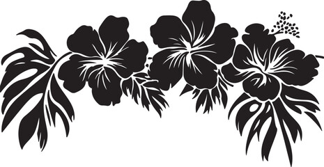 Obraz premium Black and white floral vector illustration featuring vintage flower and leaf pattern design