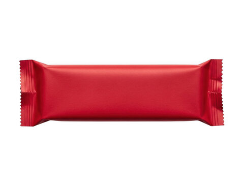 A red candy bar wrapper isolated on transparent background