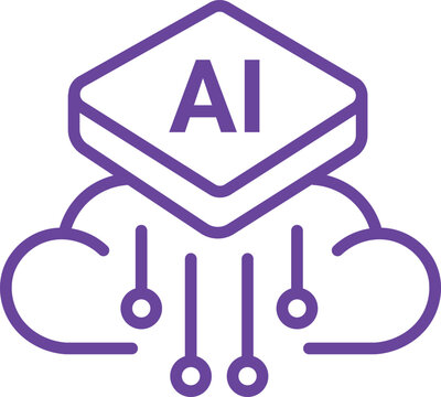 Advanced deep learning cybernetic algorithm artificial intelligence AI icon vector for digital workspace automation and cloud engineering