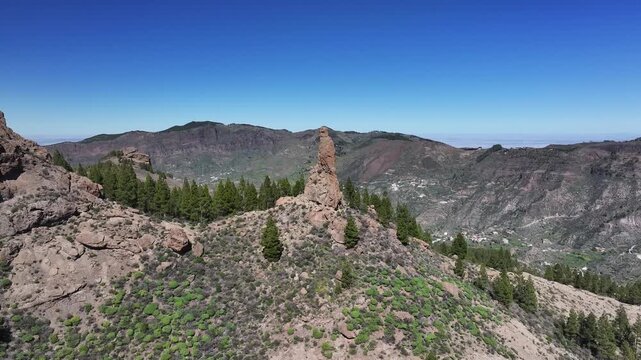 Aerial view of Parque rural del Nublo and Caldera de Tejeda, Gran Canaria, Canary Islands, Spain