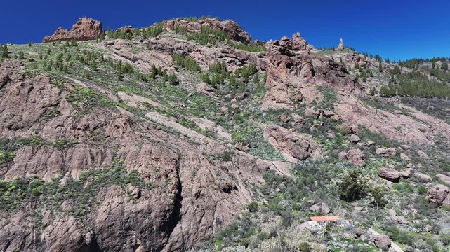 Aerial view of Parque rural del Nublo and Caldera de Tejeda, Gran Canaria, Canary Islands, Spain