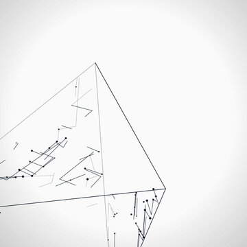 Futuristic Geometric Wire Pyramid Illustration