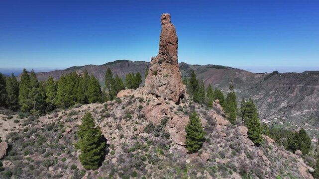 Aerial view of Parque rural del Nublo and Caldera de Tejeda, Gran Canaria, Canary Islands, Spain
