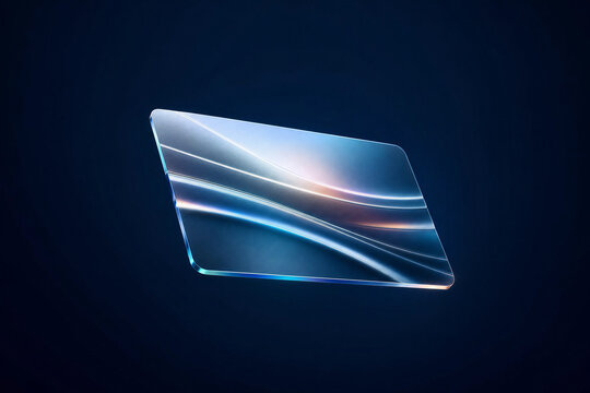 Futuristic Floating Credit Card with Iridescent Light Streaks