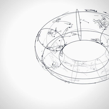Digital 3D Torus Network Background