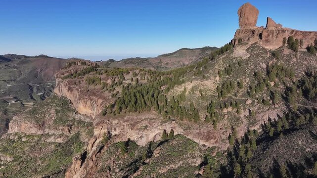 Aerial view of Parque rural del Nublo and Caldera de Tejeda, Gran Canaria, Canary Islands, Spain