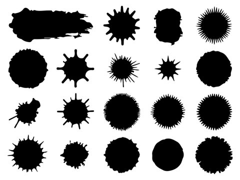Abstract Black Brush Strokes Set Illustration Design Collection on White Background. Modern Artistic Ink Brushes, Hand Drawn Paint Texture Elements.