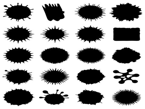 Abstract Black Brush Strokes Set Illustration Design Collection on White Background. Modern Artistic Ink Brushes, Hand Drawn Paint Texture Elements.