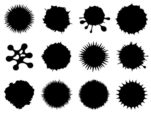 Abstract Black Brush Strokes Set Illustration Design Collection on White Background. Modern Artistic Ink Brushes, Hand Drawn Paint Texture Elements.