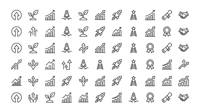 Black and white business icons set.