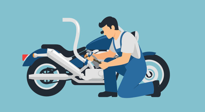 Man repairing a motorcycle bike.