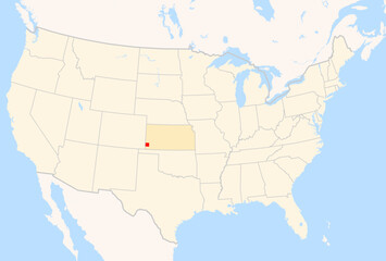 Fototapeta premium Locator Map of the County Stanton (Kansas, US) showing the Contiguous United States with the highlighted County