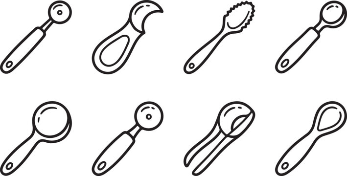 Black line art hand cursor symbols for computer use Vector