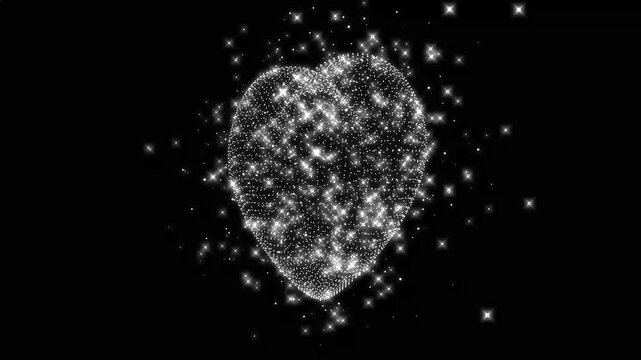 Glitter heart shape particles with glowing particle trail on black background, romantic love trail motion, glow shimmer effect wedding Valentine's Day, romantic, celebrations love overlays. 4k loop