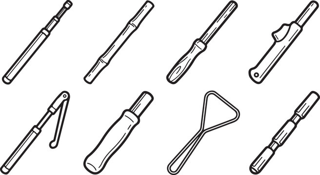 Black sketch of traditional bow and arrows on plain background Vector